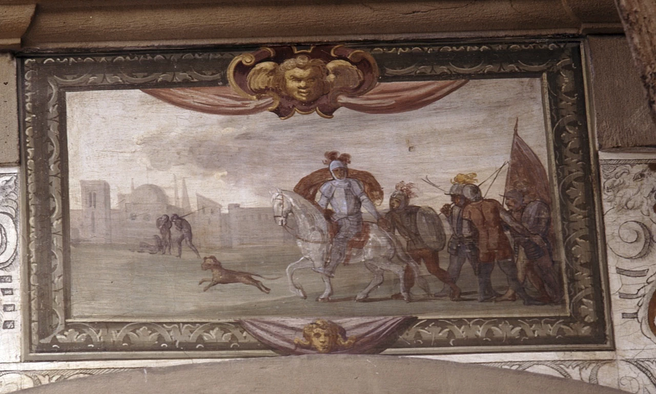 Condottiero guida l'esercito verso una città - Villa Medicea della Petraia, Firenze